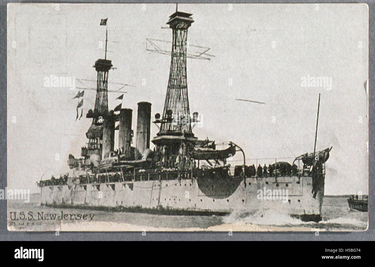 Cartolina di USS NEW JERSEY per commemorare la visita del grande flotta bianco in Australia Foto Stock