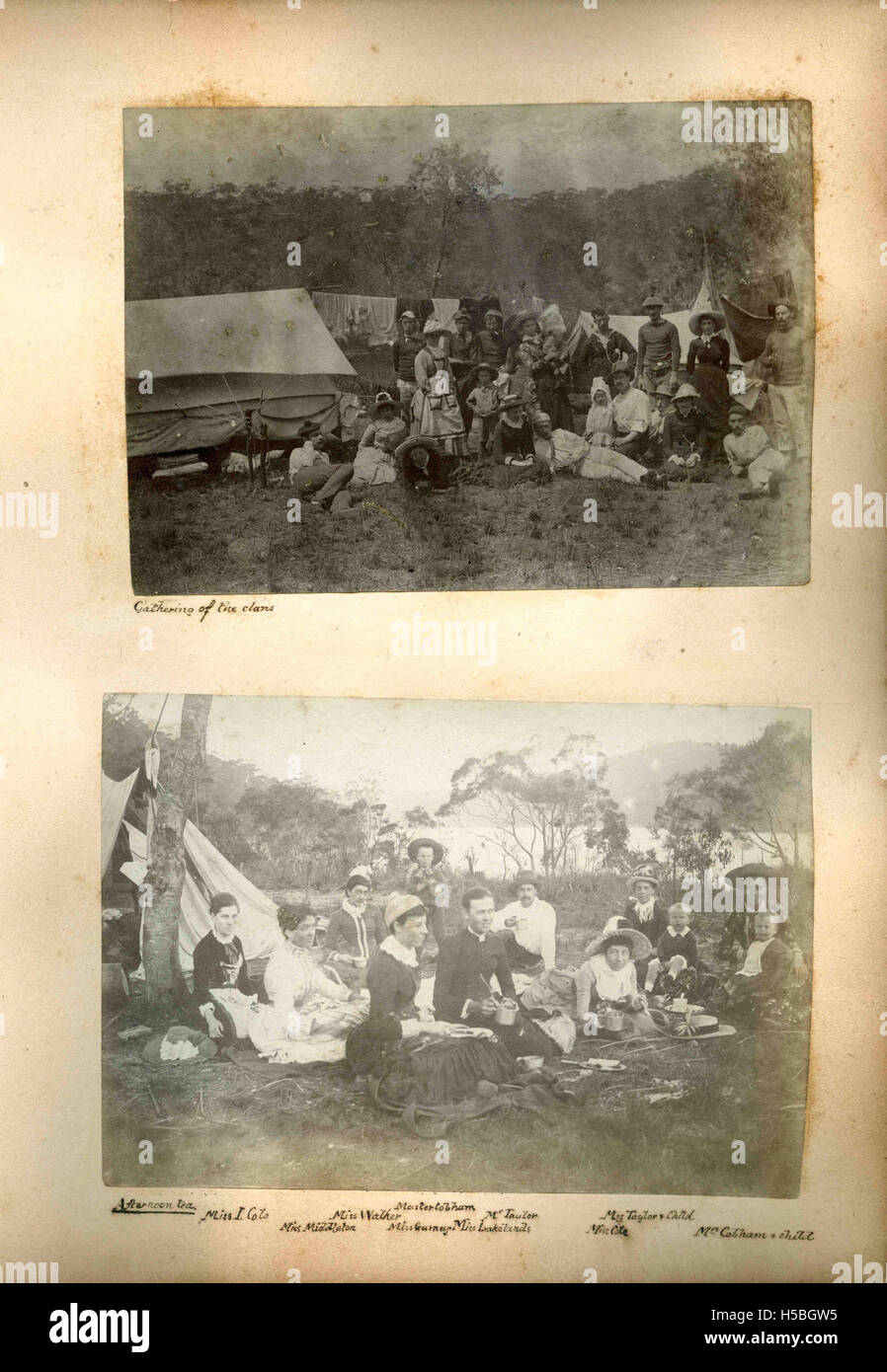 La scena del picnic "Gathering of the Clans" al porto di Sydney mostra un vivace raduno all'aperto di vari gruppi di persone. L'evento mette in risalto l'aspetto sociale delle attività ricreative, come i picnic, sullo sfondo dell'iconico porto di Sydney. Foto Stock