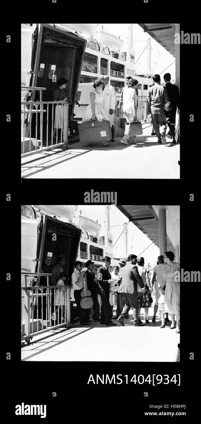 Serie di fotografie che mostrano i passeggeri che sbarcano sulla linea P&o ORONSAY tra il 1946 e il 1962. Foto Stock