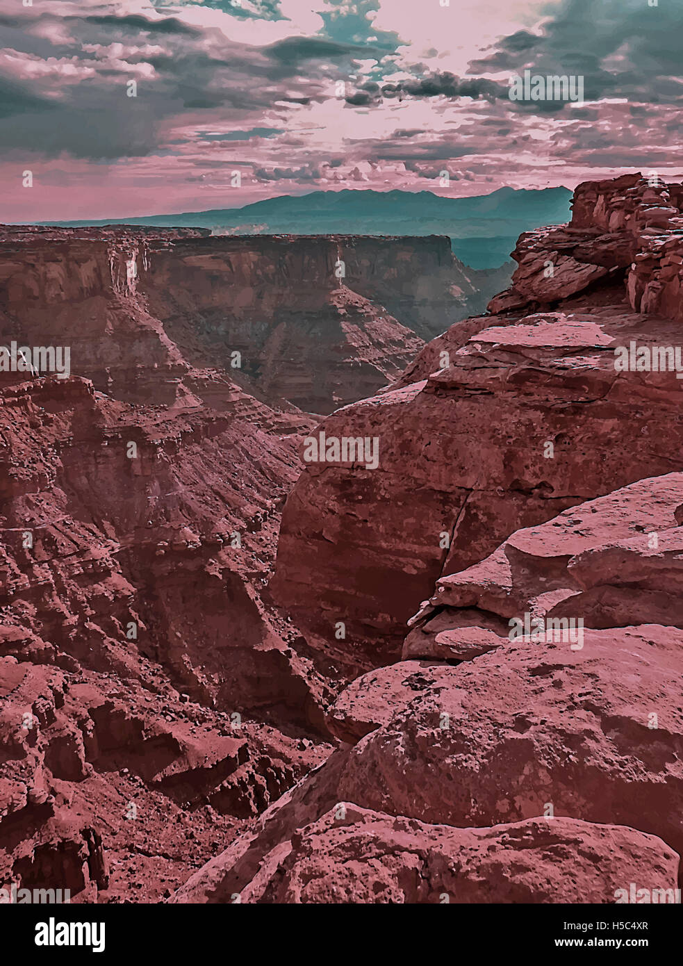 Eerie Canyon Scenery View of the Grand Canyon, US, Arizona. Fotografia regolata digitalmente. Foto Stock