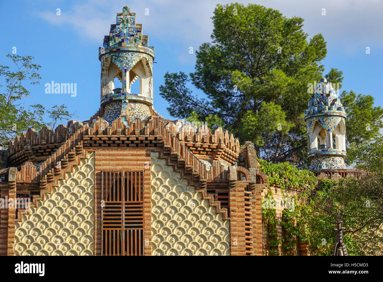 Famoso Finca Güell di Barcellona - un'attrazione turistica Foto Stock