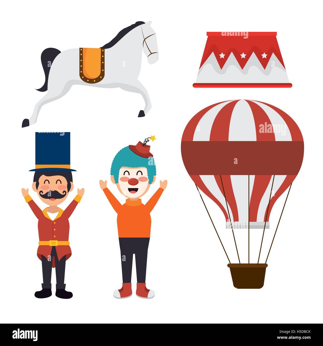 Elementi del set circus mostra icone Illustrazione Vettoriale