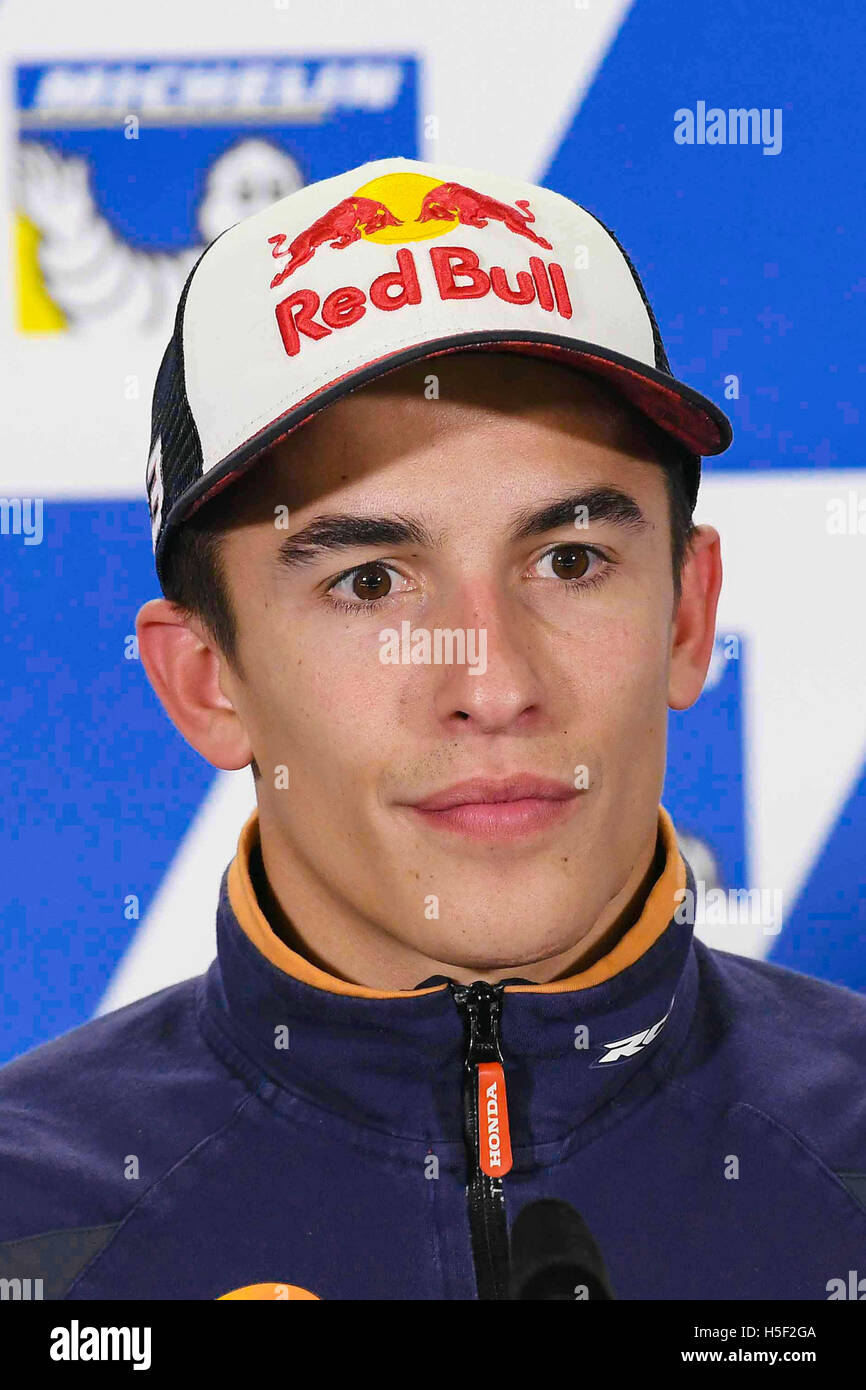 Circuito australiano di Phillip Island. 20 ottobre, 2016. Marc Marquez della Spagna e del Repsol Honda Team guarda su durante la conferenza stampa prima del 2016 Australian Grand Prix di Phillip Island il 20 ottobre 2016 Credit: marco iorio/Alamy Live News Foto Stock