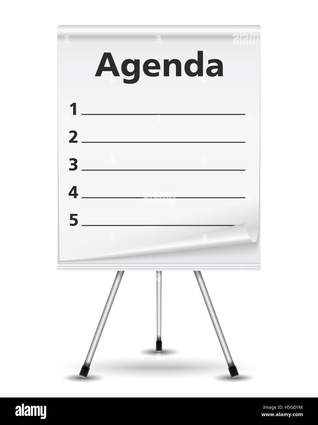 Agenda scritta sulla lavagna a fogli mobili Foto Stock