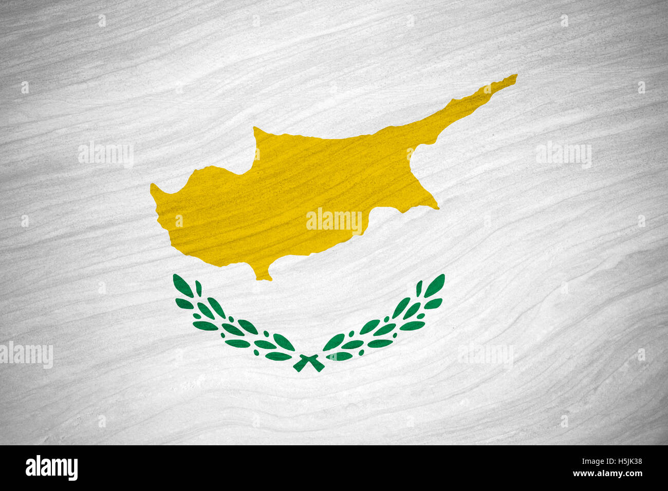 Bandiera di Cipro o di bandiera cipriota su sfondo astratto Foto Stock