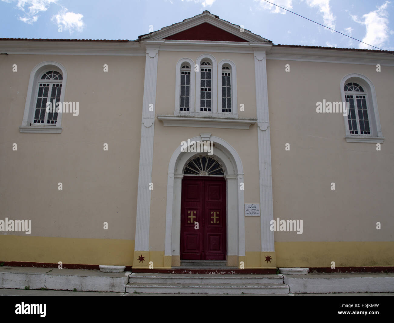 Vista laterale di Saint Kiriaki Chiesa Ortodossa, xantati Corfu Grecia Foto Stock