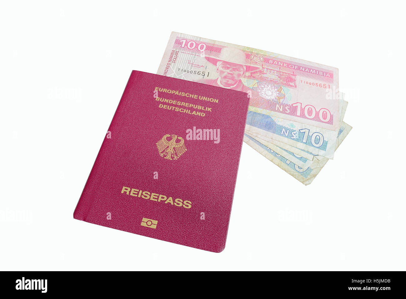 Passaporto tedesco e della Namibia di dollari Foto Stock