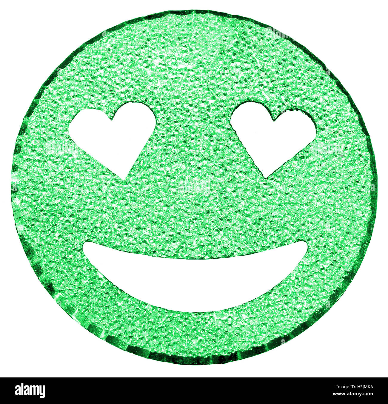 Verde grande sorriso splendente di a forma di cuore gli occhi Foto Stock