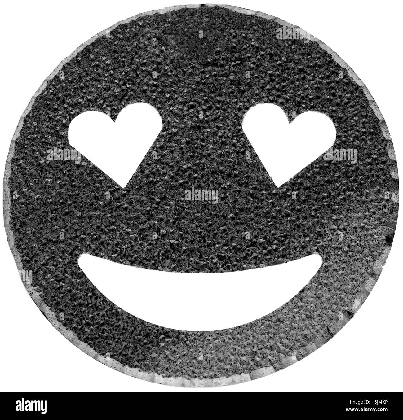 Grande nero volto sorridente splendente di a forma di cuore gli occhi Foto Stock