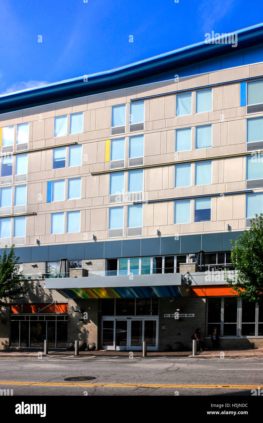 L'hotel Aloft on Biltmore e nel centro di Asheville, NC Foto Stock