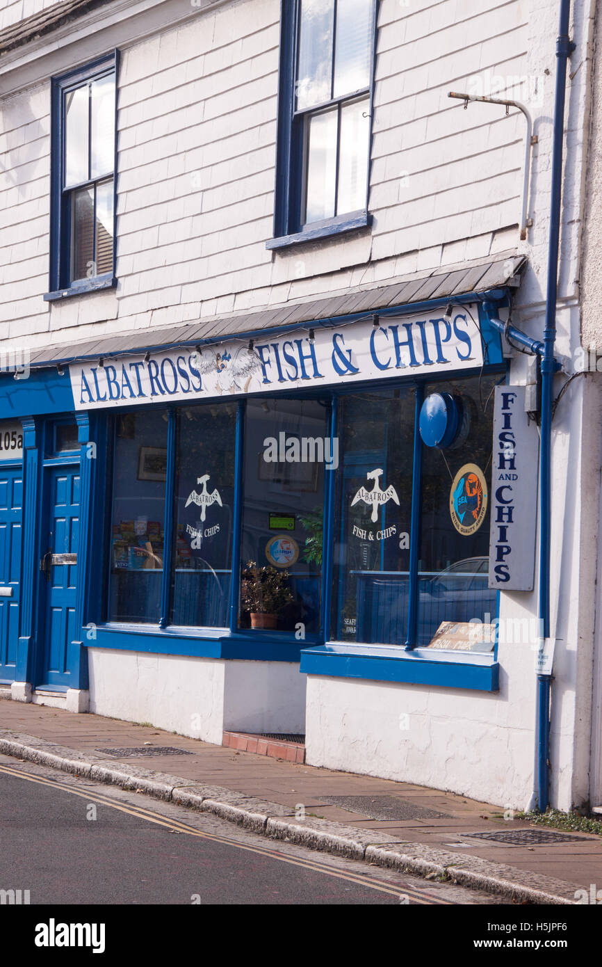 Albatross pesce e Chip shop, Totnes Foto Stock