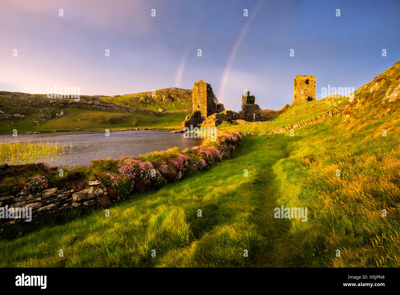 Dunlough Castle - tre castelli West Cork, Irlanda Foto Stock