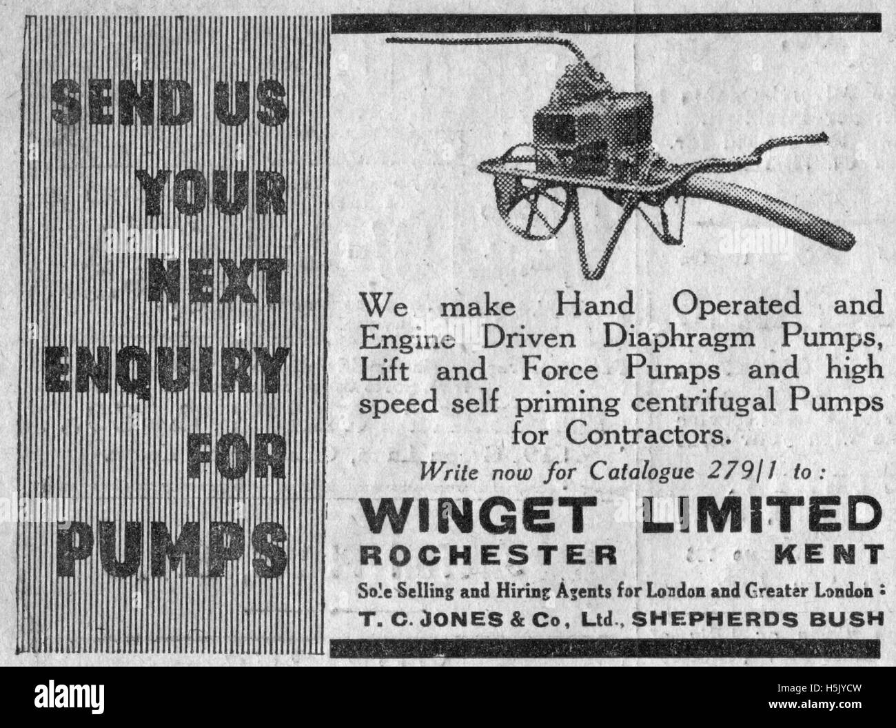 Pubblicità Vintage per pompe dal 20 dicembre 1935 la illustrato falegname e Builder magazine Foto Stock