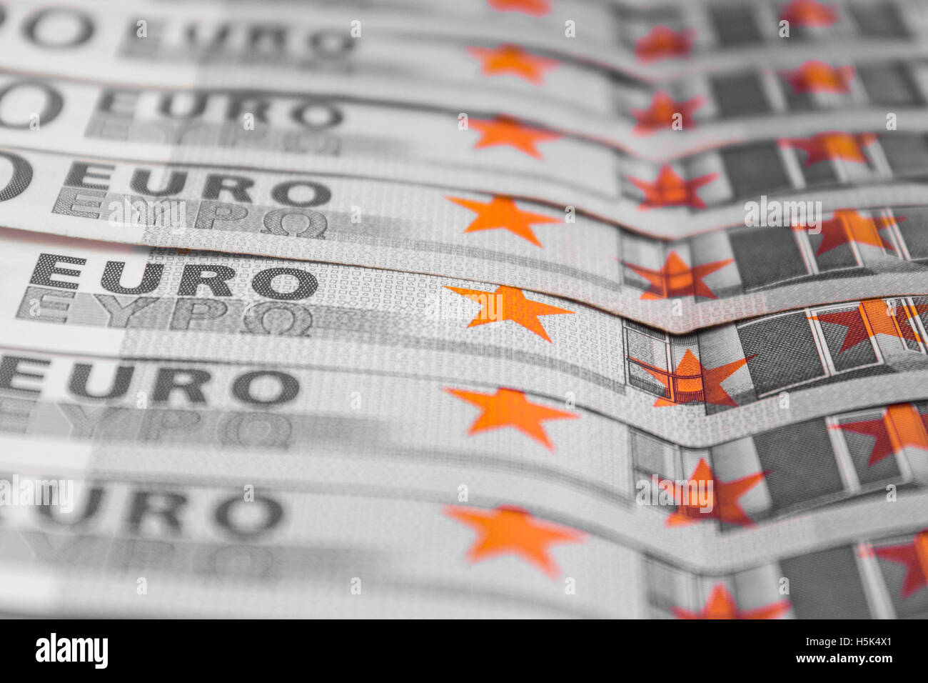 Pila di denaro contante - 500 Euro Bills macro - banconote europee Foto Stock