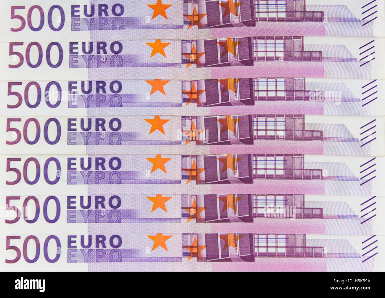500 Euro bollette di denaro - moneta europea contanti Foto Stock
