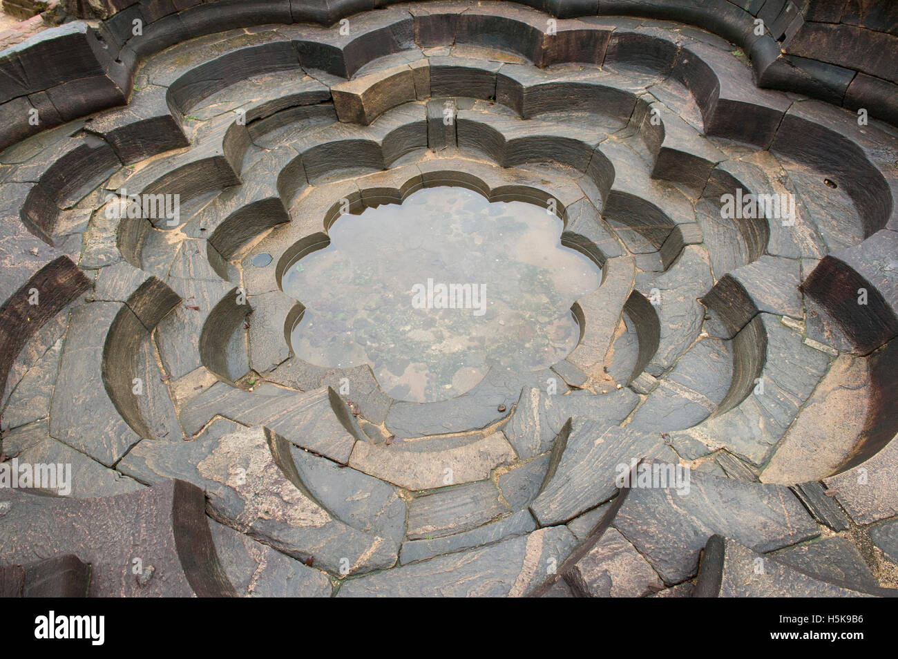 Lotus Pond, nell'antica città di Polonnaruwa, Sri Lanka Foto Stock