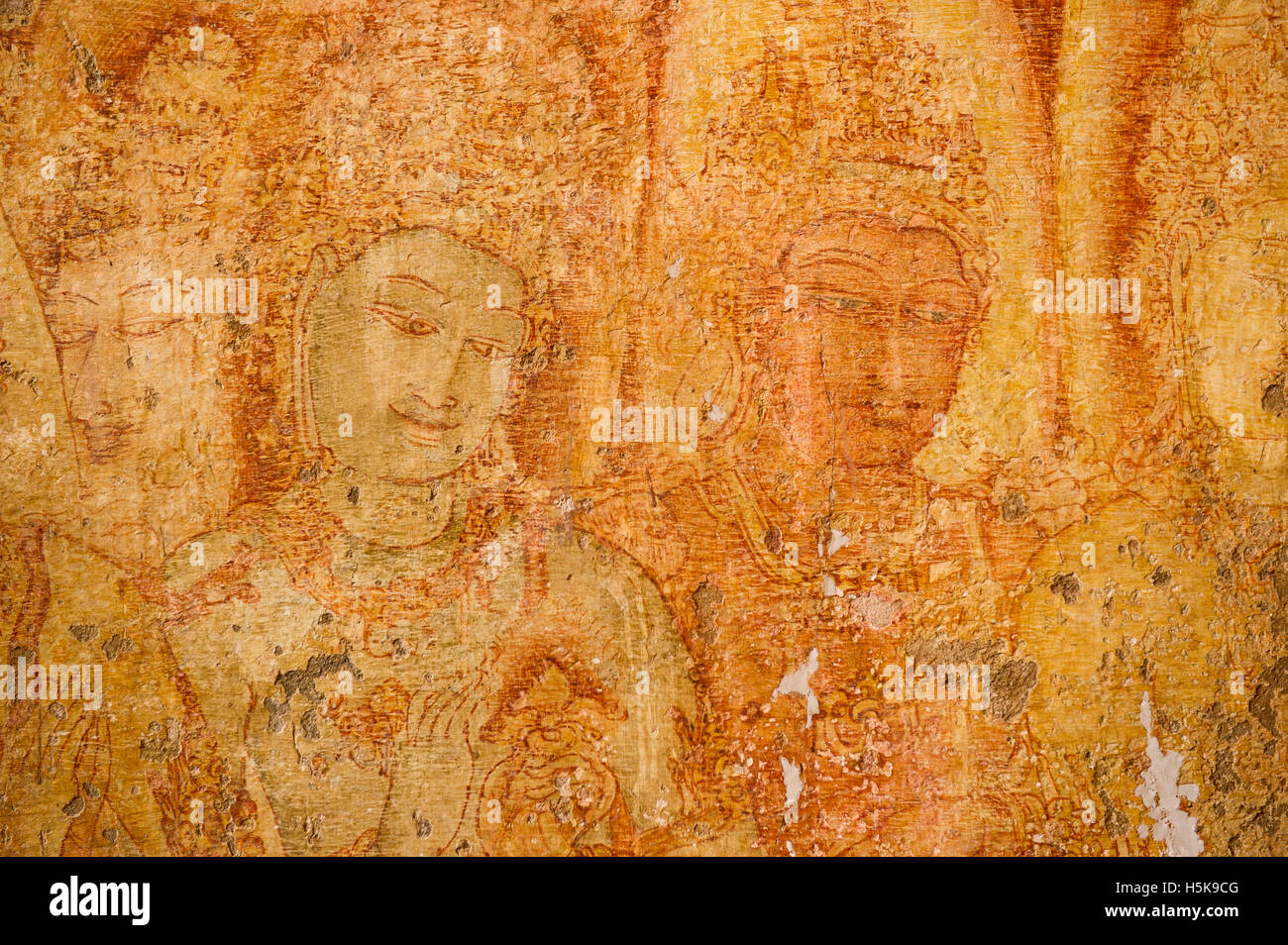 Antichi affreschi in immagine Thivanka casa nella città antica di Polonnaruwa, Sri Lanka Foto Stock