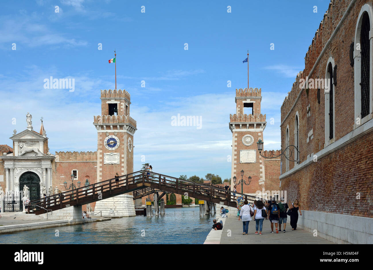 Arsenale Veneziano e il Museo Navale nel quartiere di Castello di Venezia in Italia. Foto Stock