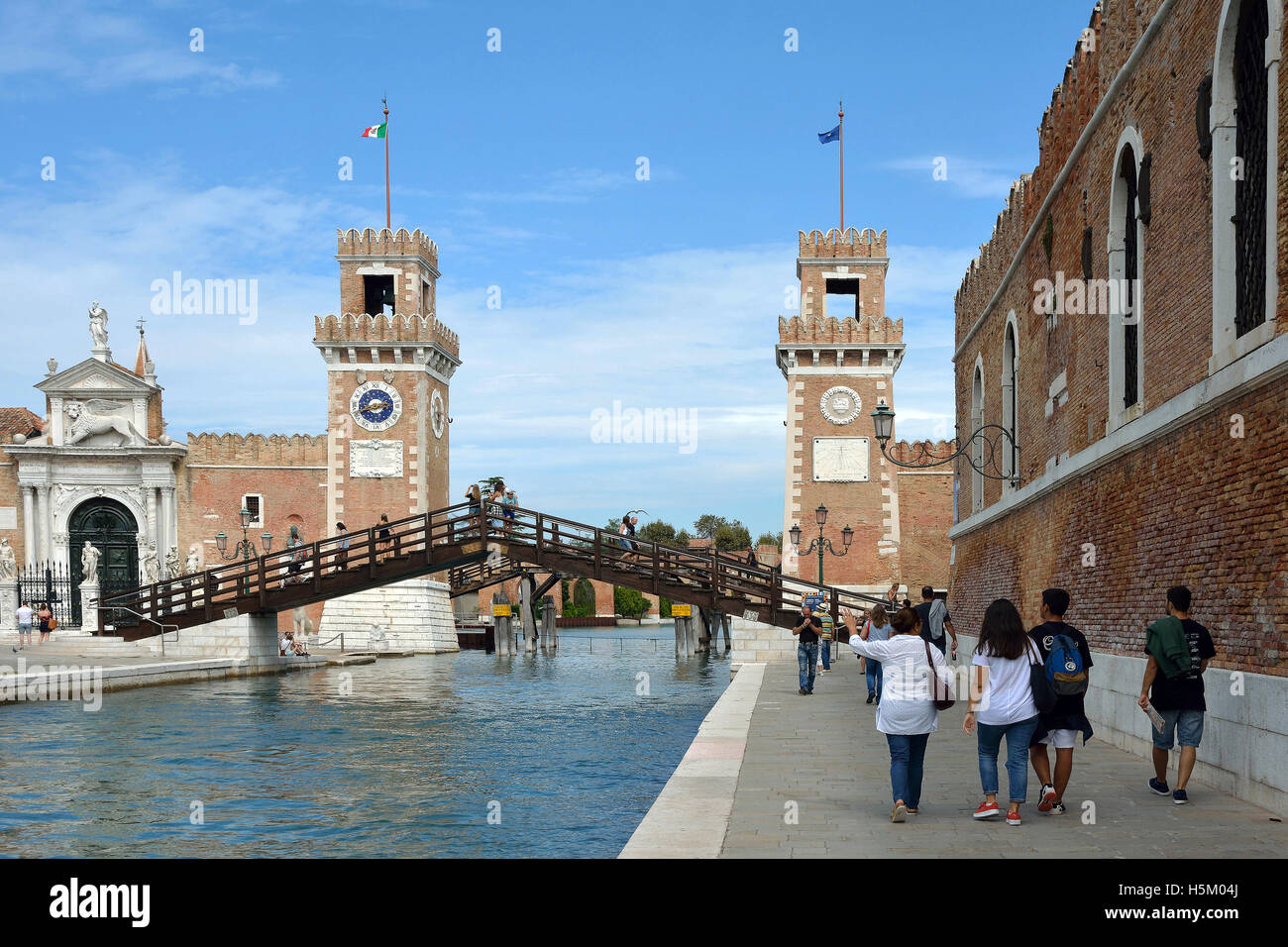 Arsenale Veneziano e il Museo Navale nel quartiere di Castello di Venezia in Italia. Foto Stock