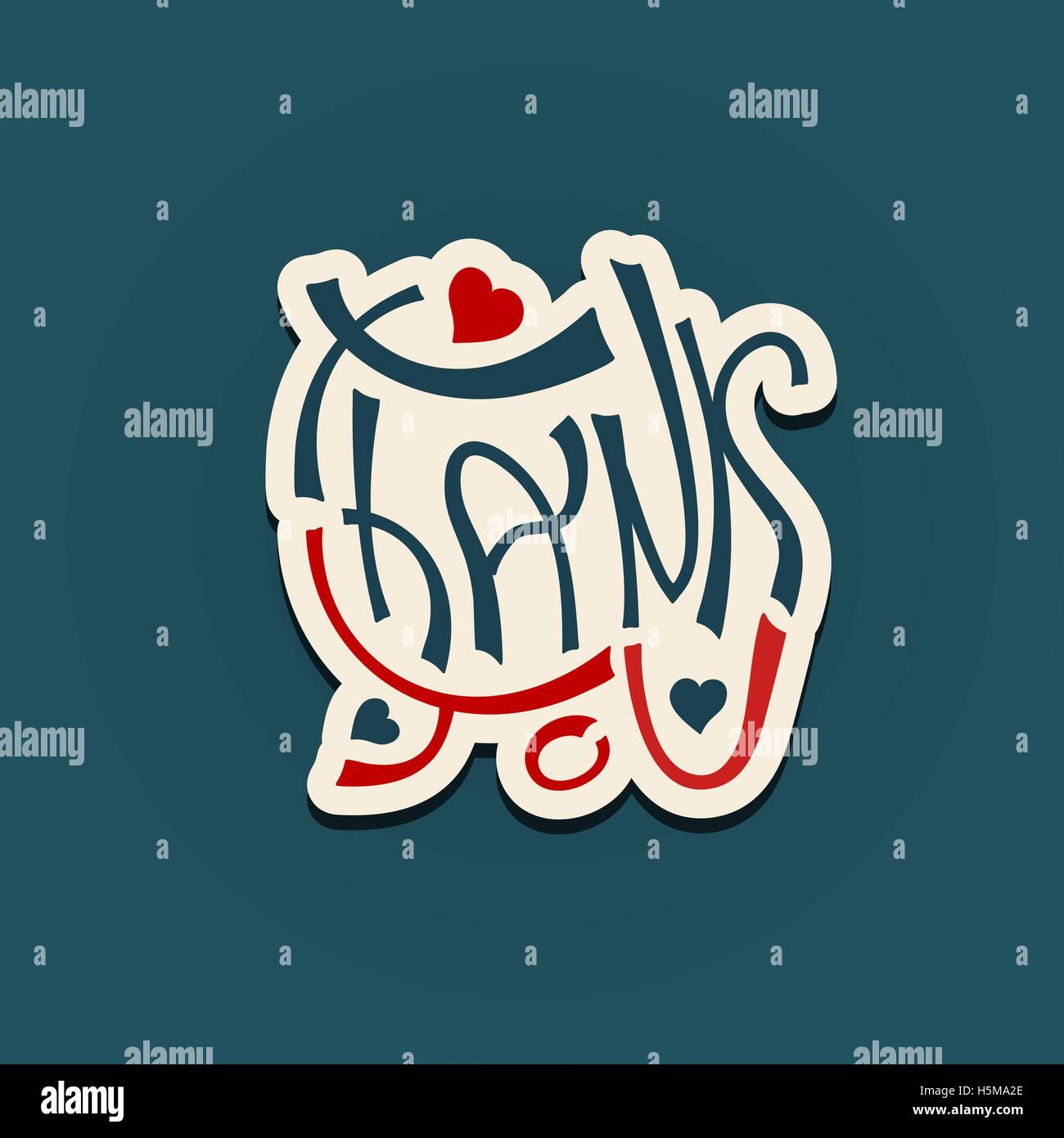 Ringrazio scritte a mano il testo illustrazione vettoriale etichetta Illustrazione Vettoriale