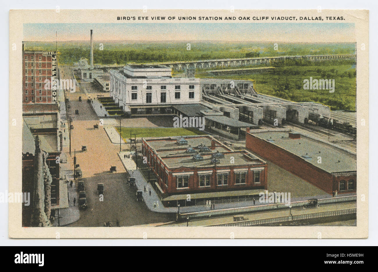 Vista panoramica della Union Station e Oak Cliff viadotto, Foto Stock