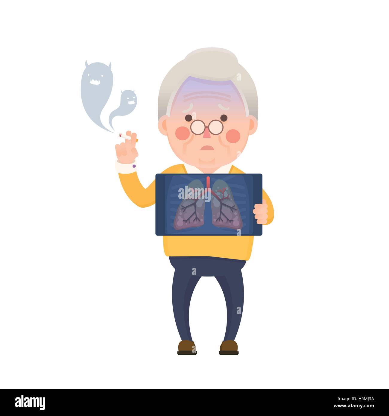 Illustrazione Vettoriale di Vecchio Uomo Sigaretta fumare tenendo fermo immagine a raggi X che mostra polmonare enfisema polmonare Problema Illustrazione Vettoriale Illustrazione Vettoriale di Vecchio Uomo Sigaretta fumare tenendo fermo immagine a raggi X che mostra polmonare enfisema polmonare Problema Illustrazione Vettoriale