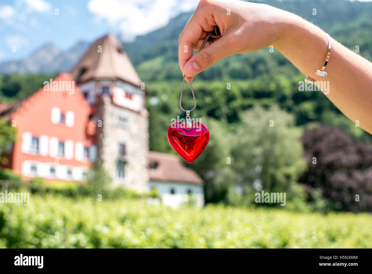 Casa Rossa in Liechtenstein Foto Stock