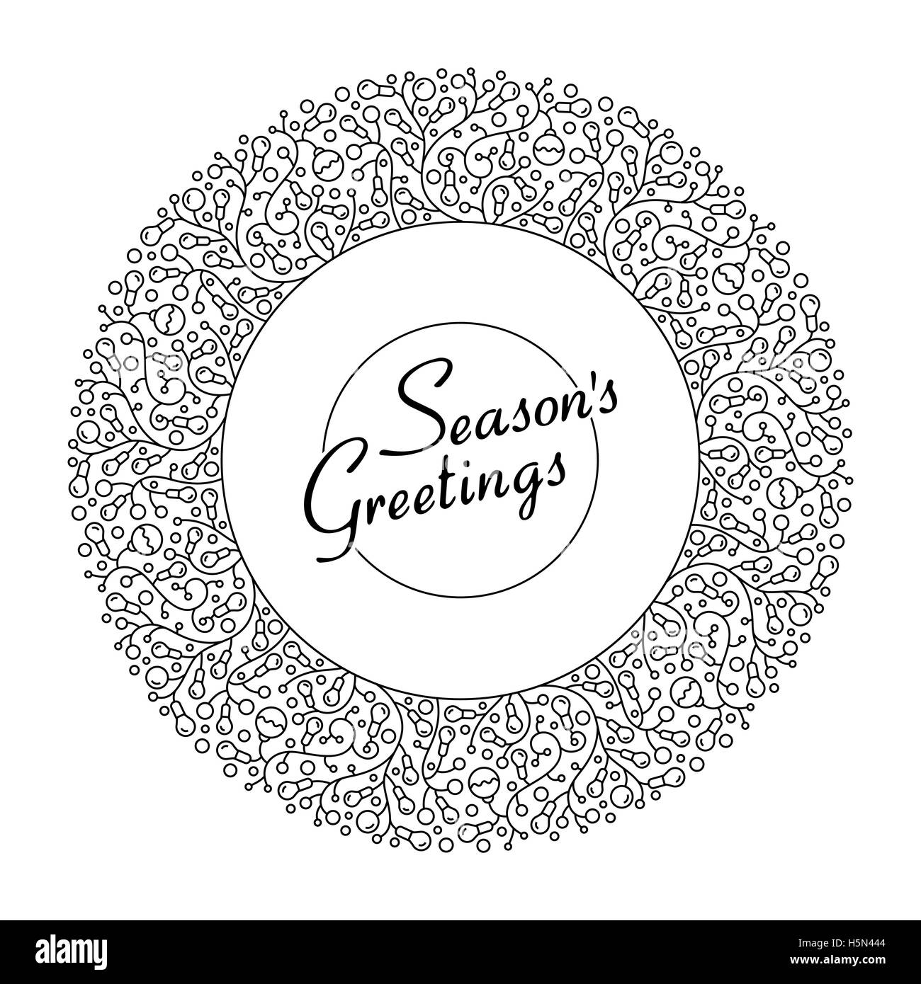 Natale round astratta lampadina garland pattern per la progettazione Illustrazione Vettoriale