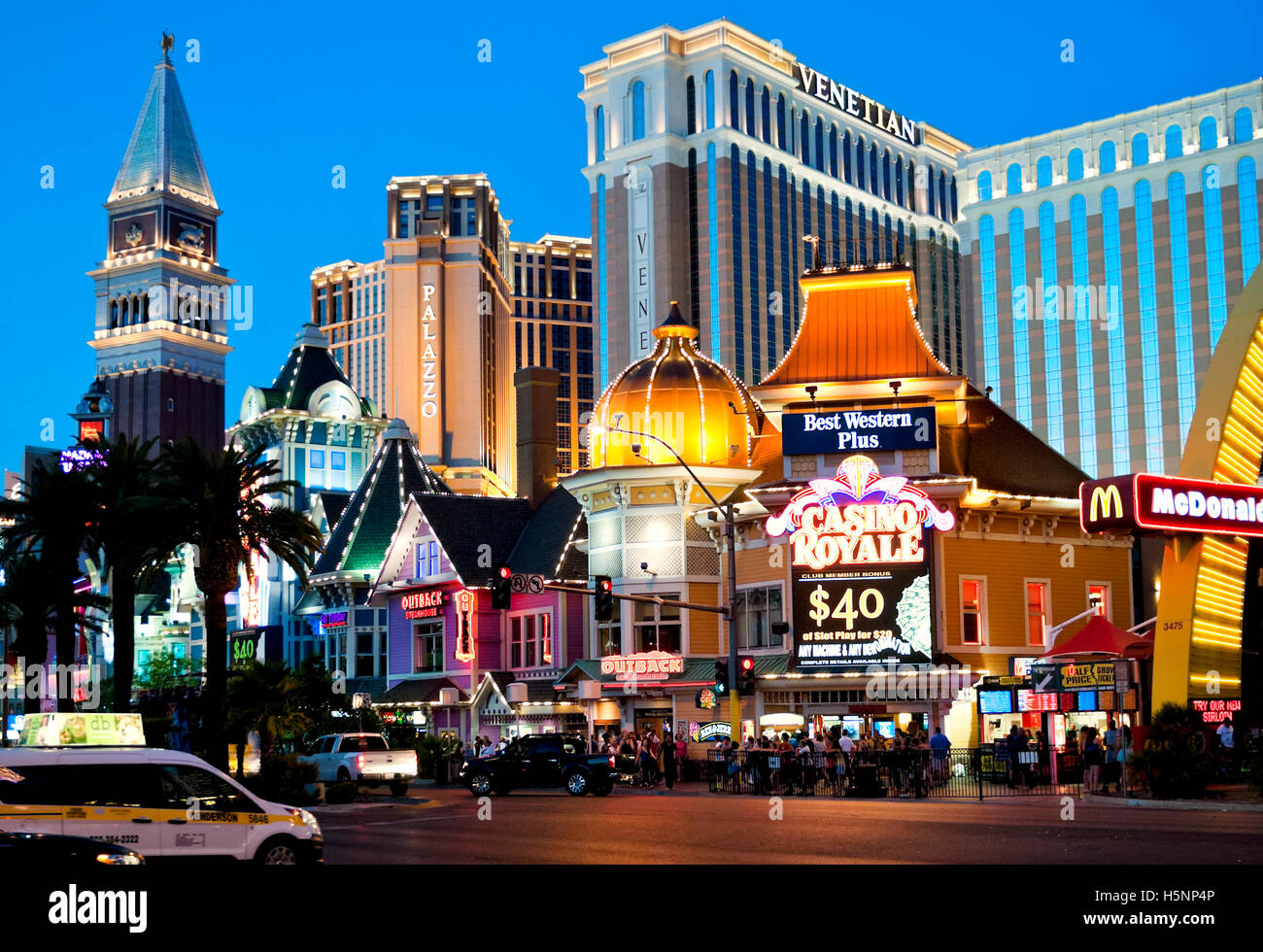 Il Las Vegas strip Skyline al crepuscolo Foto Stock