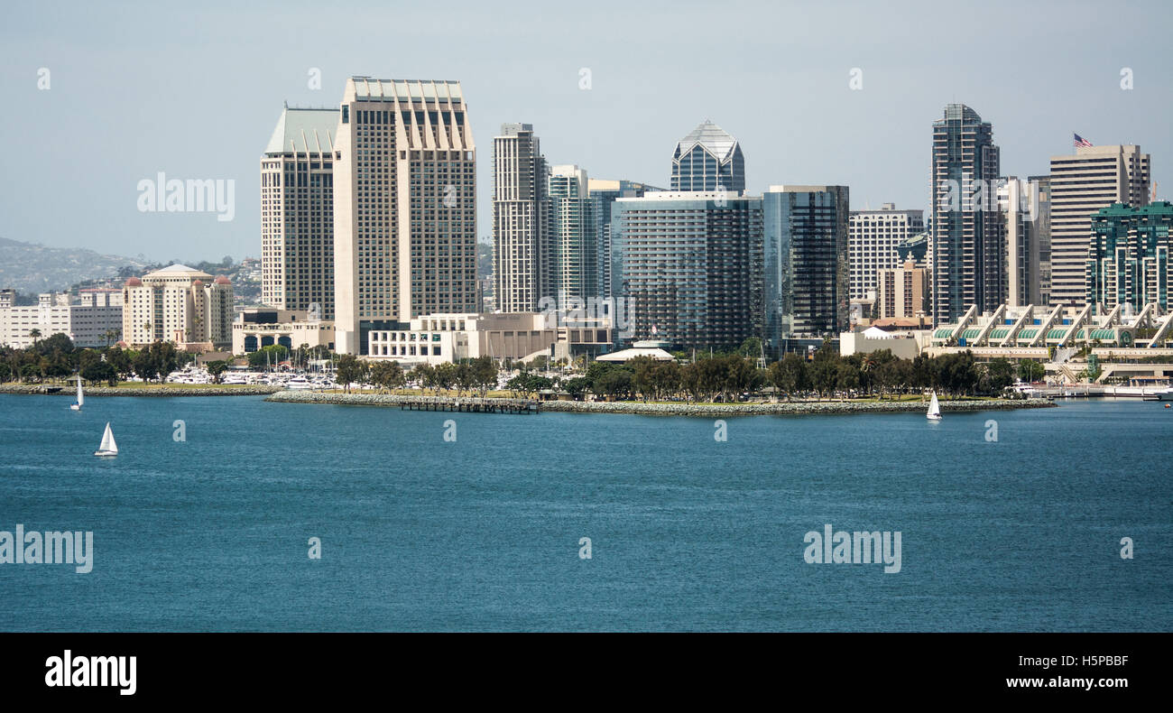 San Diego e bay da Coronado Cays Bridge Foto Stock