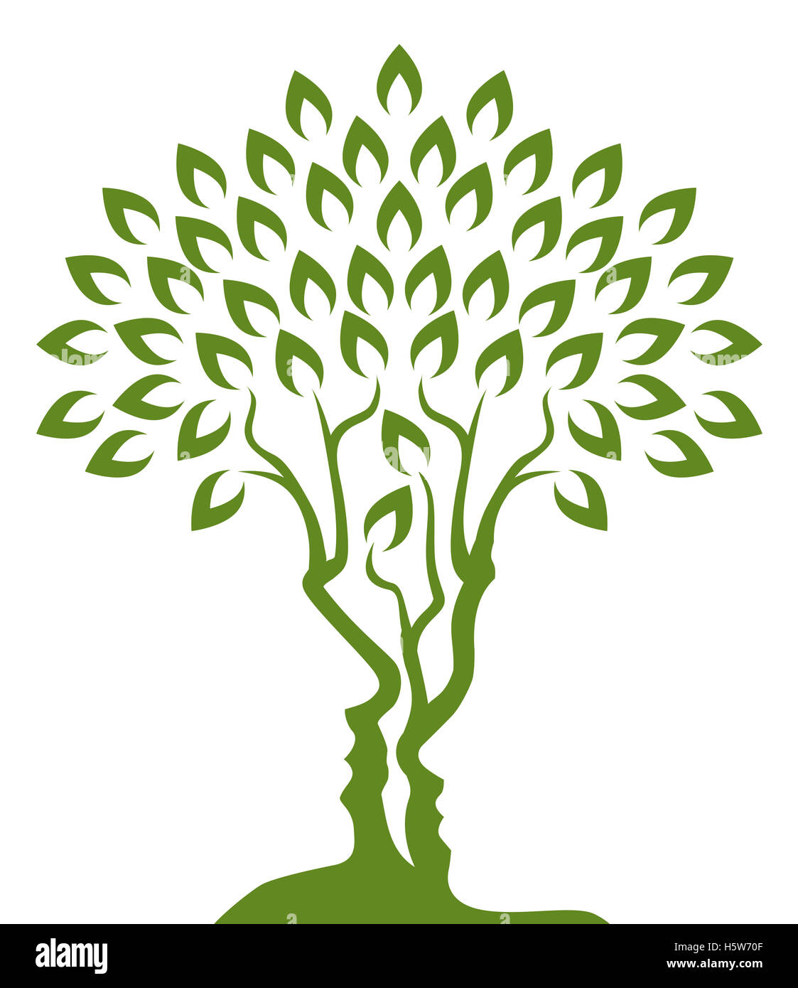 Tree illusione ottica formata da un uomo e una donna si affaccia concept design Foto Stock