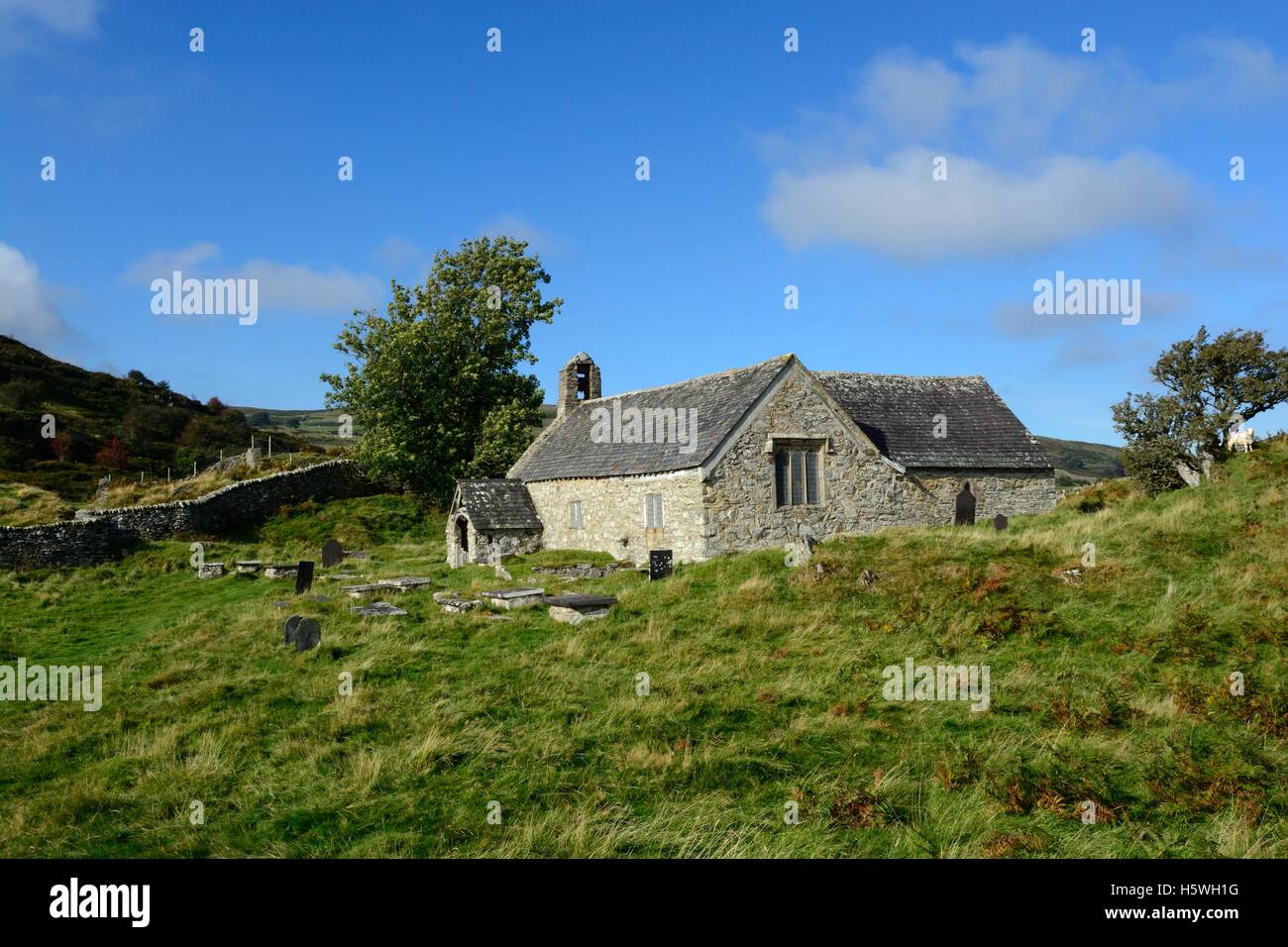 St Celynin vecchia Chiesa Parrocchiale Llangelynin Conwy Wales Foto Stock
