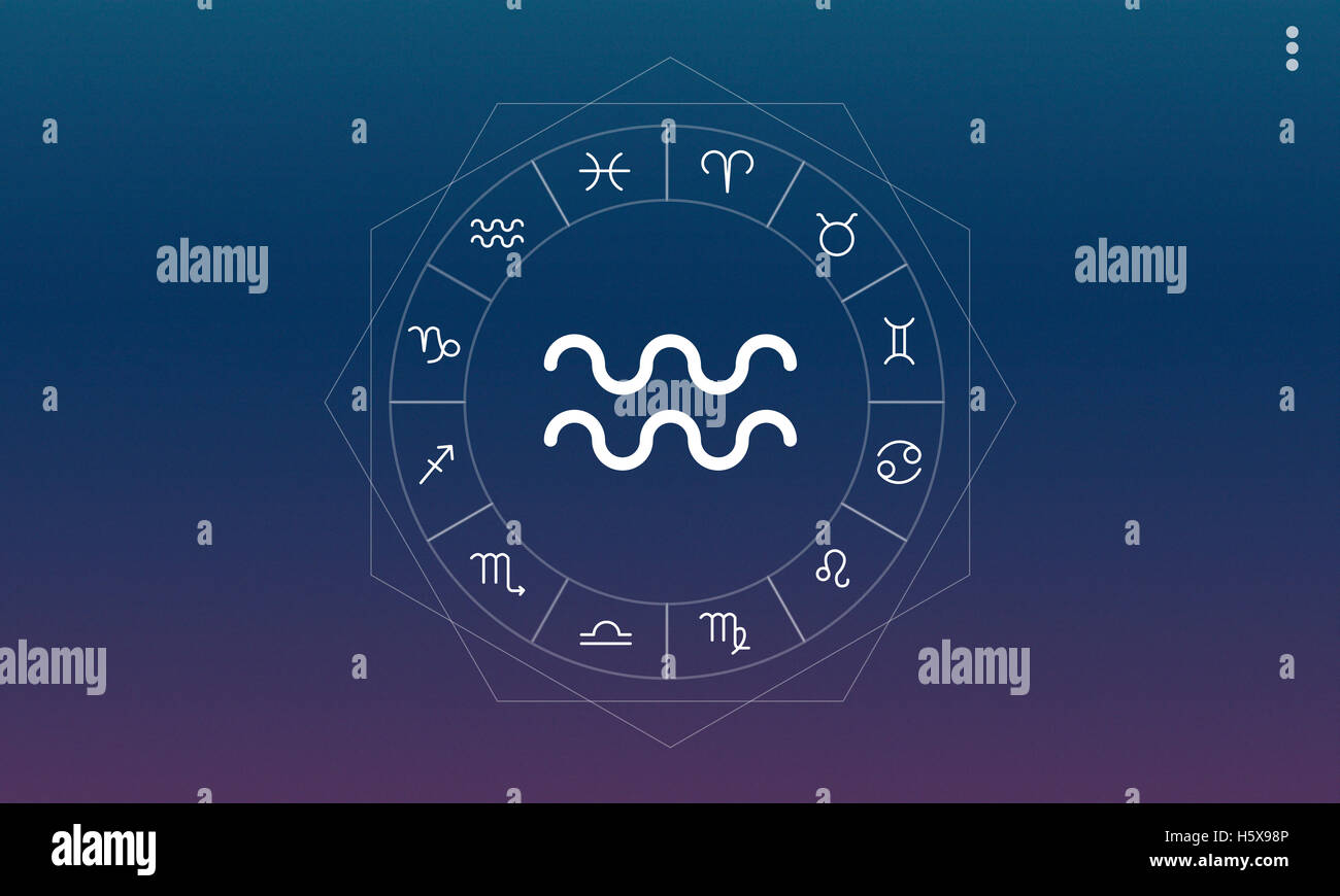 Aquarius Oroscopo fortuna previsione dello zodiaco concetto grafico Foto  stock - Alamy