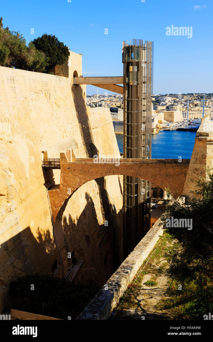 Upper Barrakka sollevare, Floriana, Valletta, Malta Foto Stock
