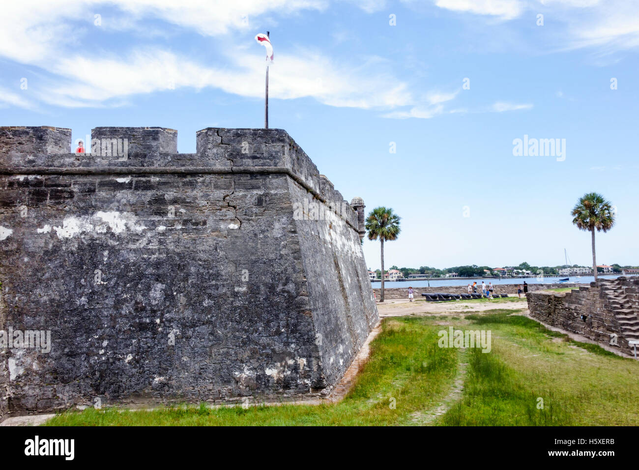 St. Augustine Florida, Castillo de San Marcos Monumento Nazionale, forte storico, muratura coquina, muro, visitatori viaggio turismo turistico Foto Stock