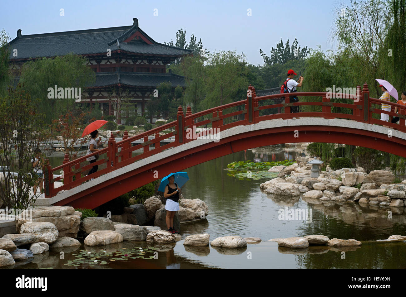 Huaqing Palace primavera calda, Xian, Provincia di Shaanxi, Cina. Palace Hot Springs fu costruito dall'Imperatore Taizong; un palazzo murato è stato Foto Stock