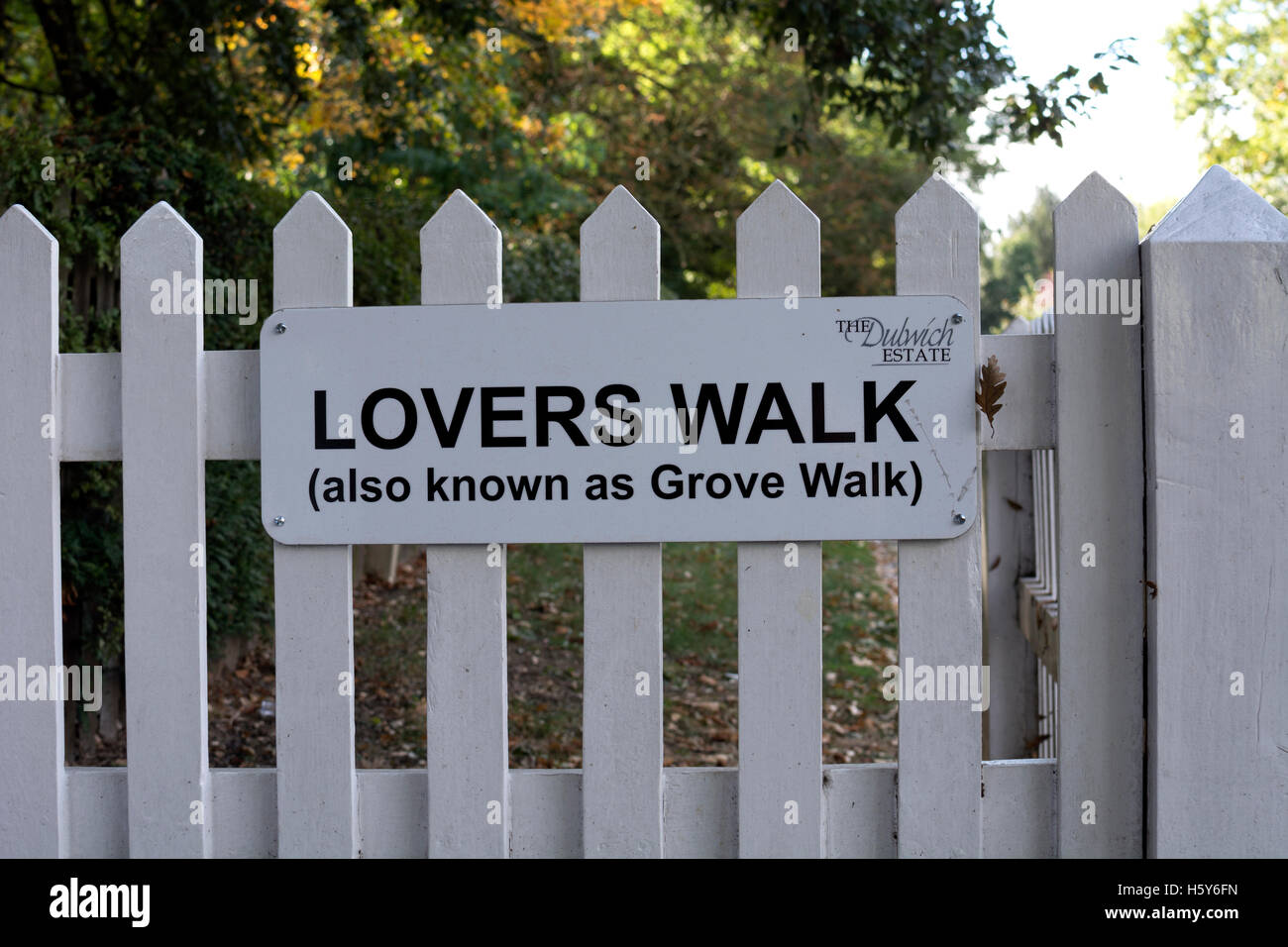 Lovers Walk segno, Dulwich Village, London, Regno Unito Foto Stock
