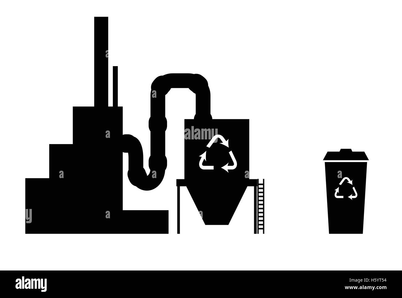 Icona del settore silhouette impianto di riciclaggio Illustrazione Vettoriale