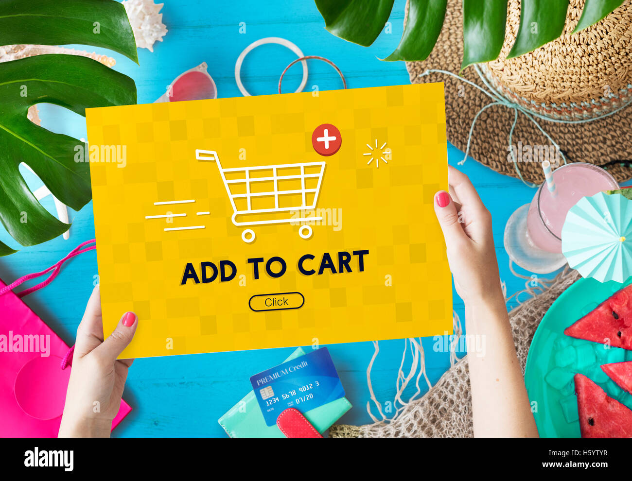Aggiungi Carrello Acquista ora online Commerce concetto grafico Foto Stock