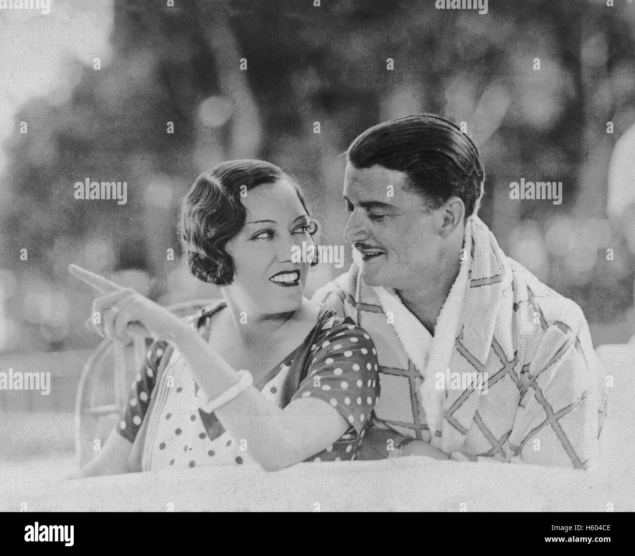 Actrice americano Gloria Swanson con il suo quarto marito Michael agricoltore (foto circa 30s) Foto Stock