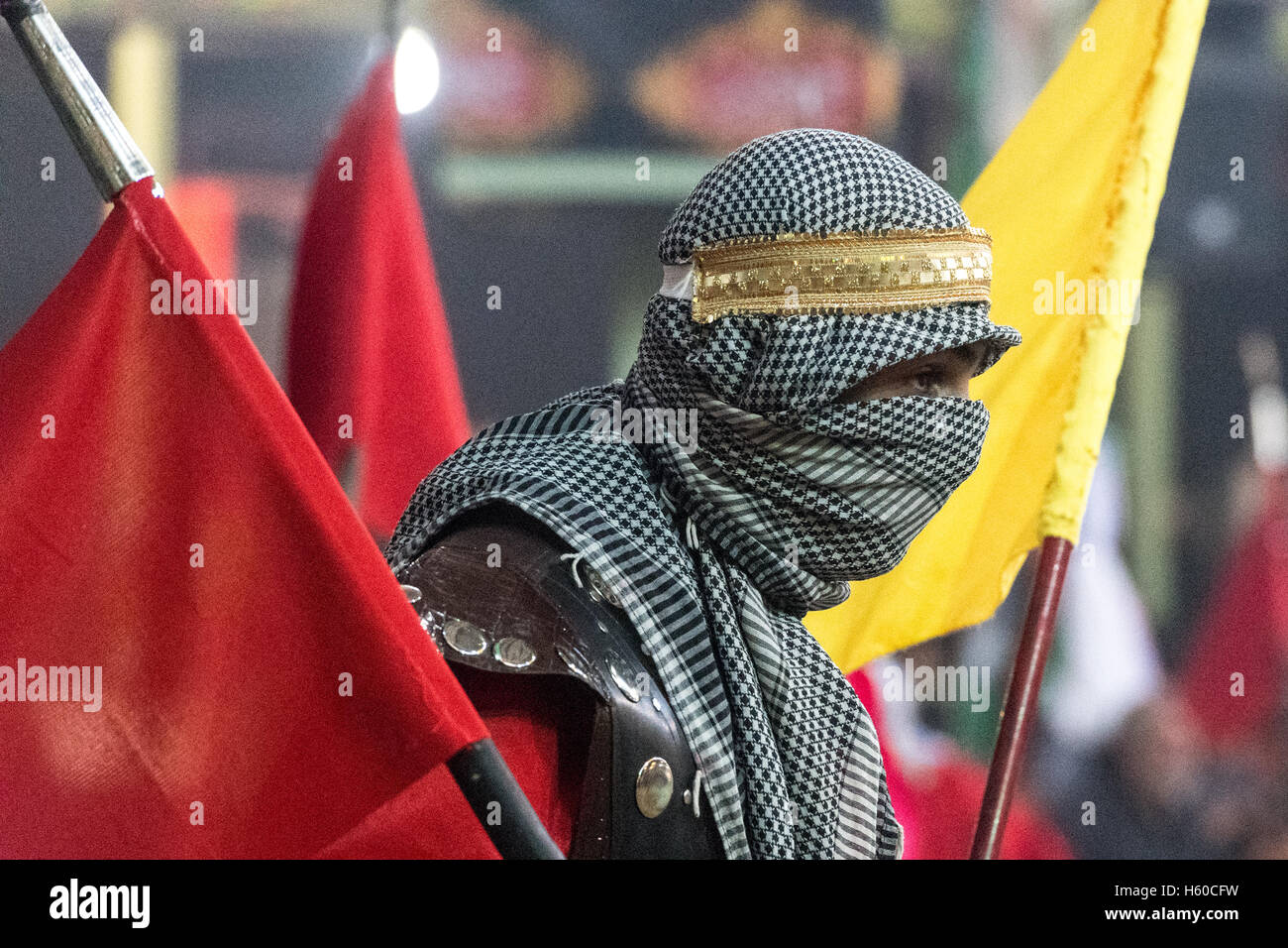 6 Muharram, Costume uomo In Hesar Kharvan, Cerimonia Tazieh Foto Stock
