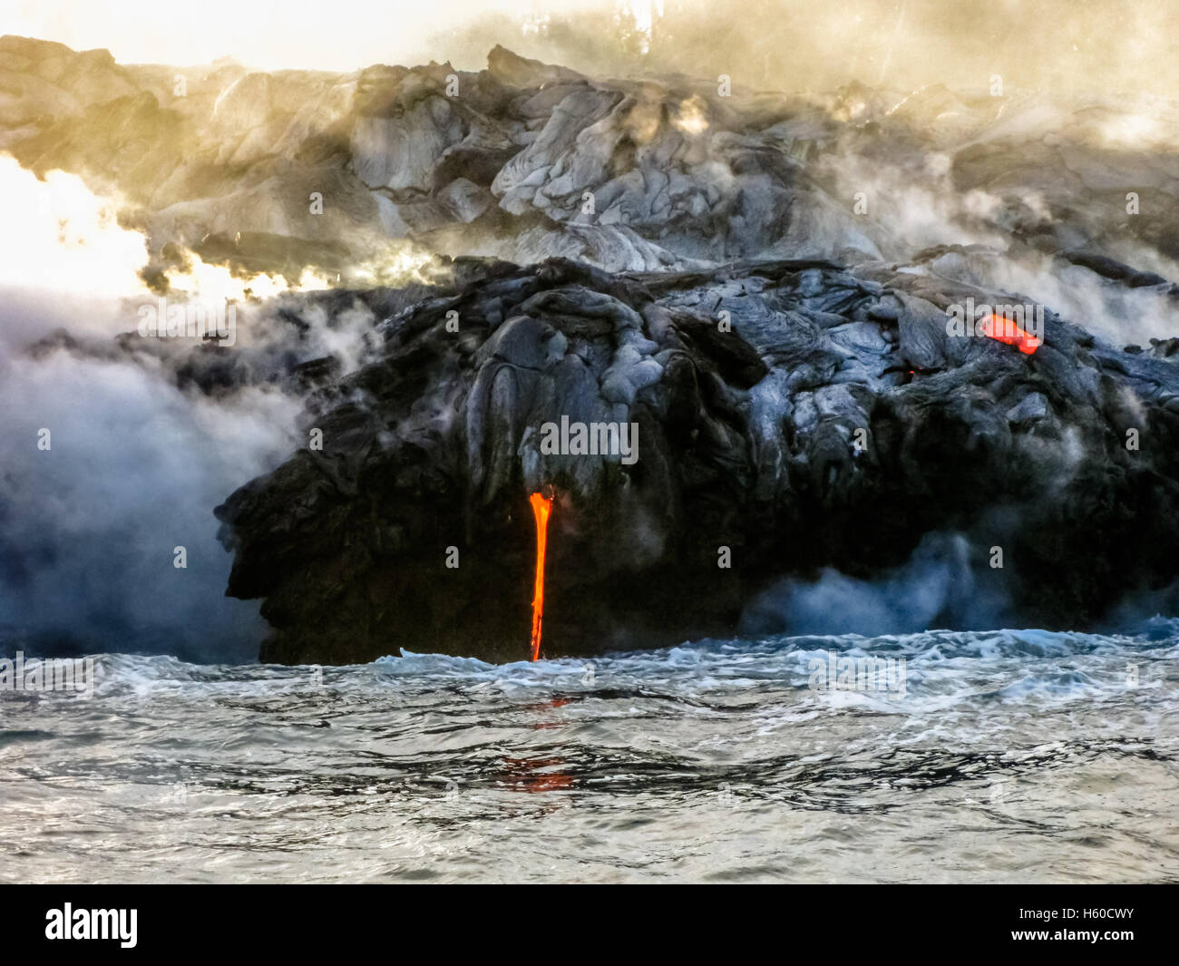 Hawaii eruzione di lava Foto Stock