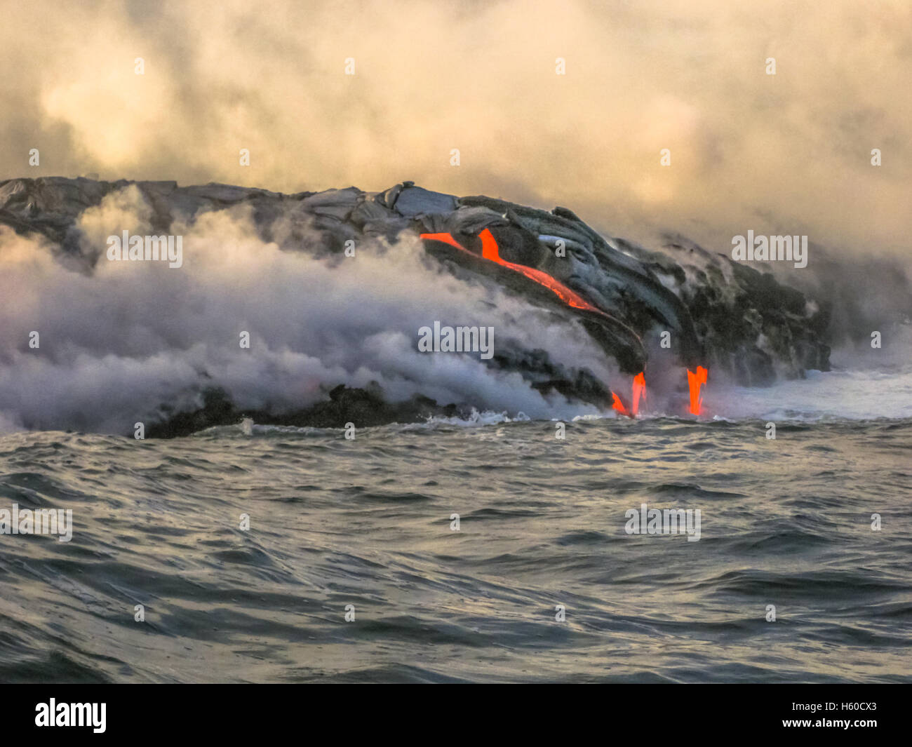 Hawaii eruzione di lava Foto Stock