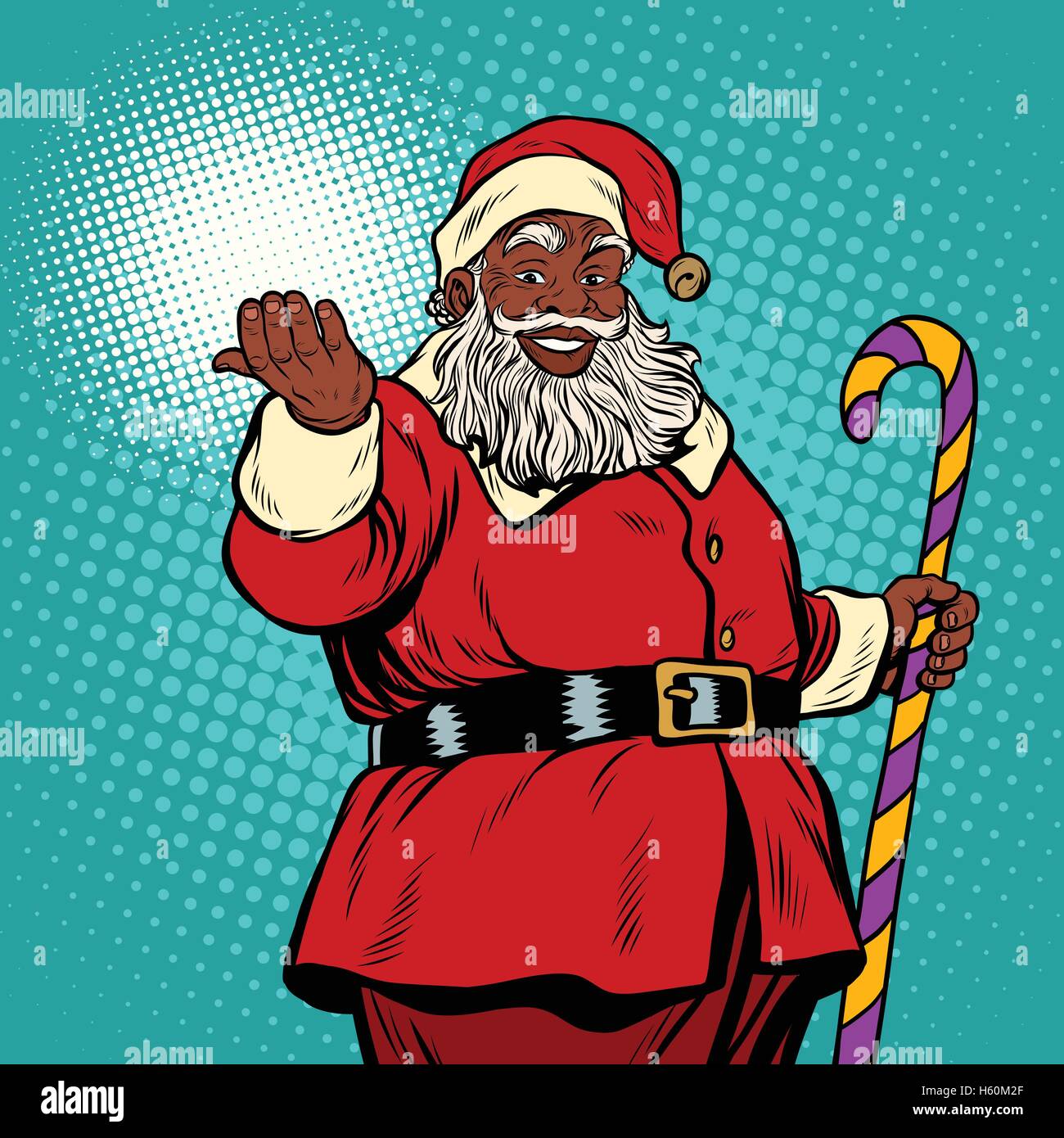 Americano africano nero Babbo Natale Illustrazione Vettoriale