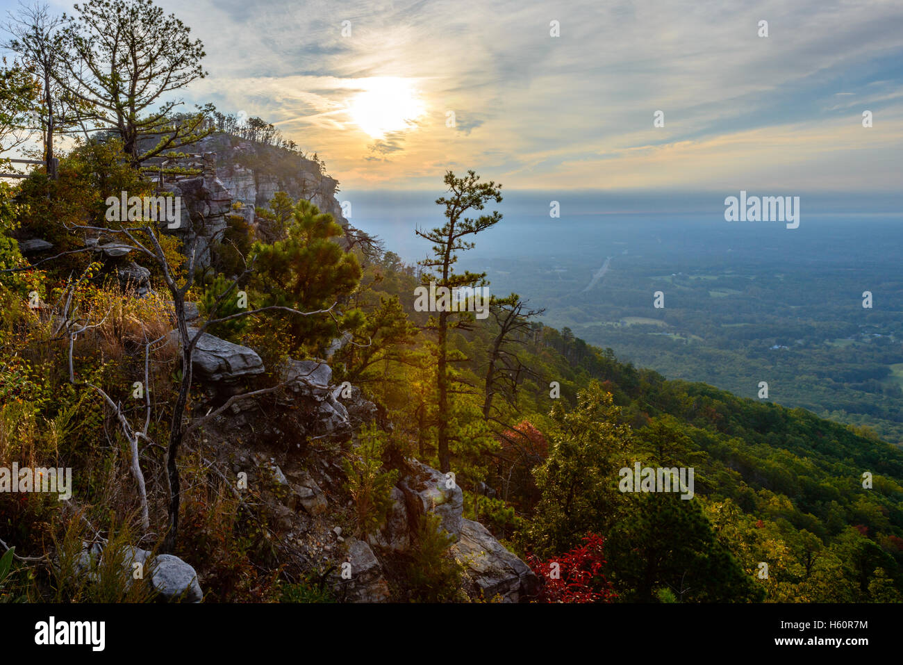 Una straordinaria immagine catturata su un autunno mattina al pilota di Mountain State Park in North Carolina. Foto Stock