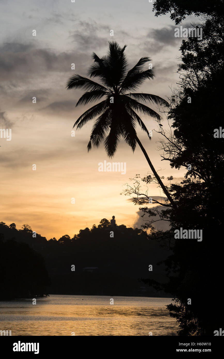 Lago Kandy durante la notte, Kandy, Sri Lanka Foto Stock