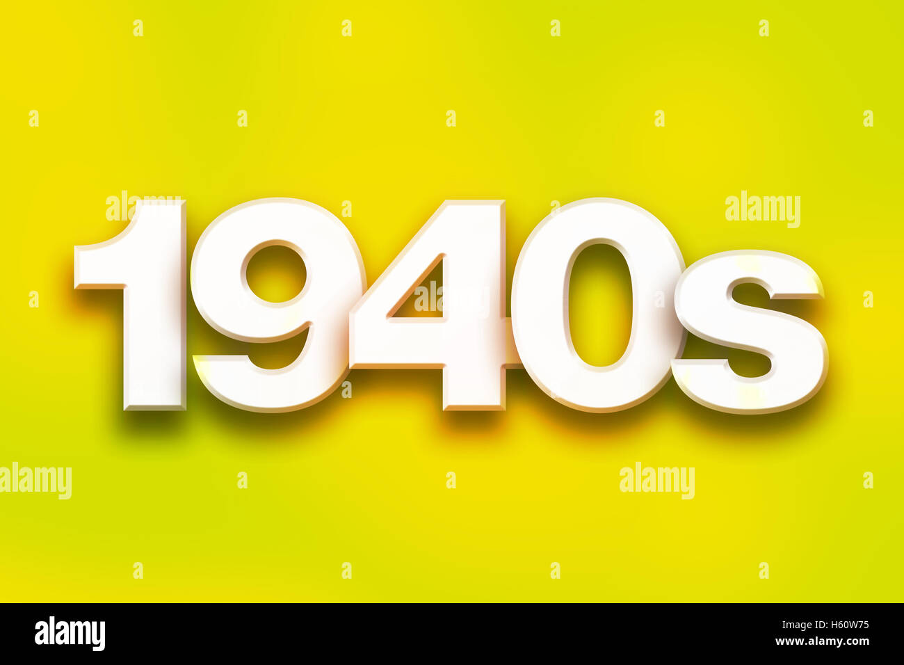 La parola '1940s' scritta in bianco 3D lettere su uno sfondo colorato concetto e tema. Foto Stock