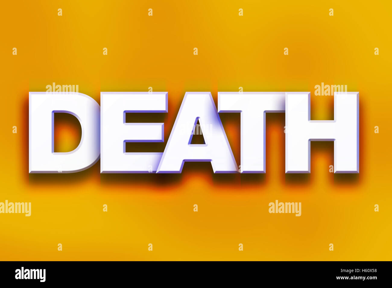 La parola 'Death' scritta in bianco 3D lettere su uno sfondo colorato concetto e tema. Foto Stock