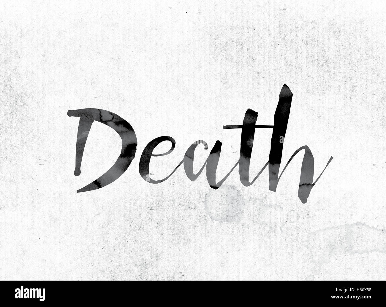 La parola 'Death' concetto e il tema dipinti ad acquerello l'inchiostro su un foglio di carta bianca. Foto Stock