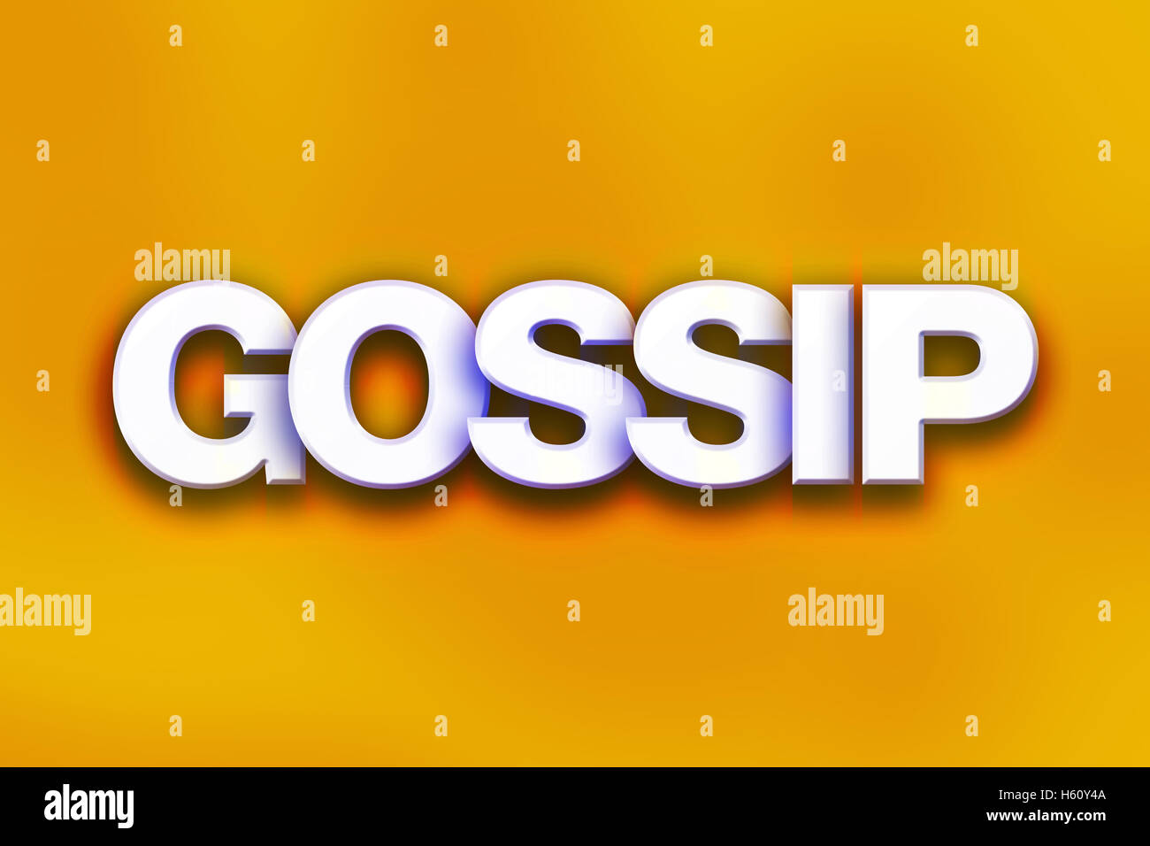 La parola "Gossip" scritta bianca 3D lettere su uno sfondo colorato concetto e tema. Foto Stock